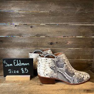 Womens Sam Edelman Petty Snake Print Leather Ankle Boots Shoes Size 8.5 M GUC‎